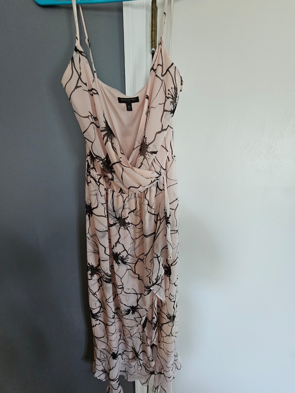 Banana Republic Blush Maxi Dress with Black Floral Print